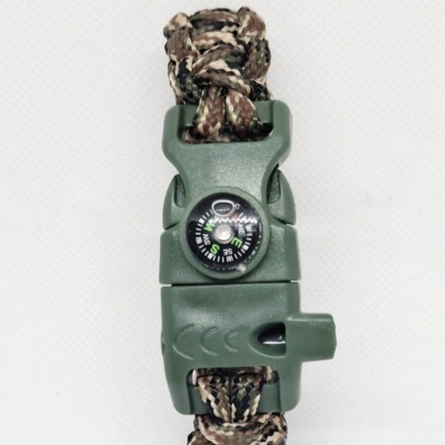 Survival Bracelet with Knife, Whistle, Compass & Flint, New