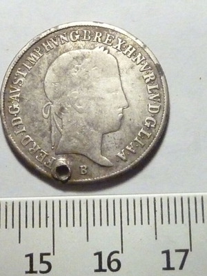 Silver coin 20 Kreuzer Ferdinand I Austro-Hungary 1848 B 583/1000