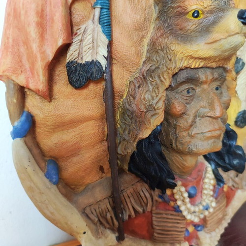 Vintage Native American Chief Bust Decorative Statue used