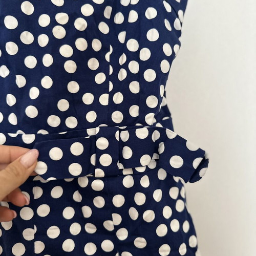 Polka Dot Strapless Mini Dress with Blue Straps, Like New