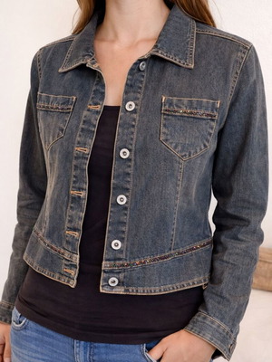 Dark denim jacket used with rhinestones size 12, English brand