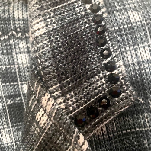 Raw Medium long cotton blazer with check pattern and rhinestones