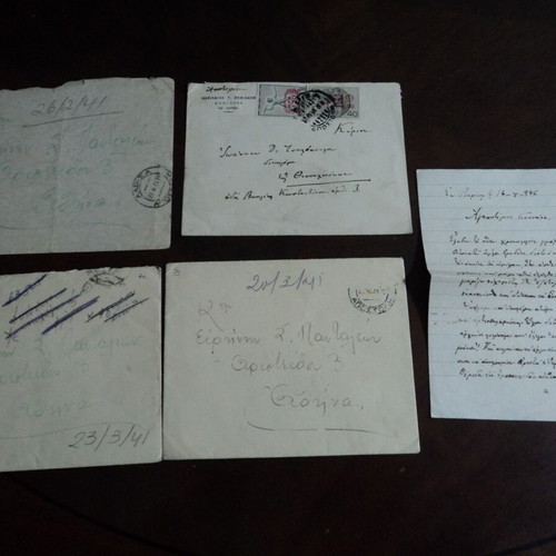 Larisa envelopes 3 from 1941 with censorship stamp and one from 1946 used