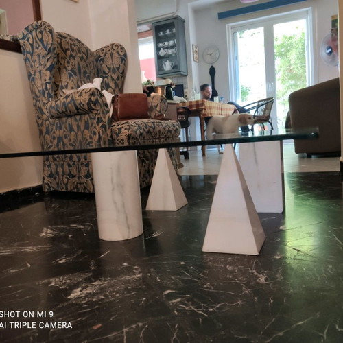 Marble dining set with glass and used coffee table