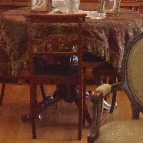 Dining chairs and armchairs used, handmade solid walnut set of 8, Corfu style with leather upholstery