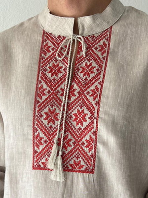 Slavic Linen Embroidered Shirt for Men XL New, Traditional Ethnic Pattern