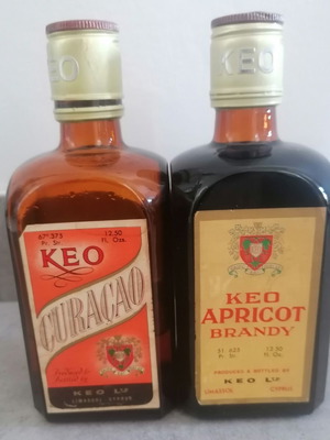 Old Cypriot collectible drinks, 2 bottles ~370ml, like new