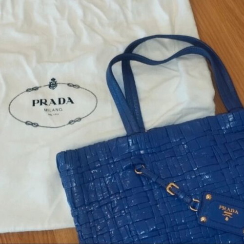 Prada Iris Vernice Weave Patent Leather Shoulder Tote, purple