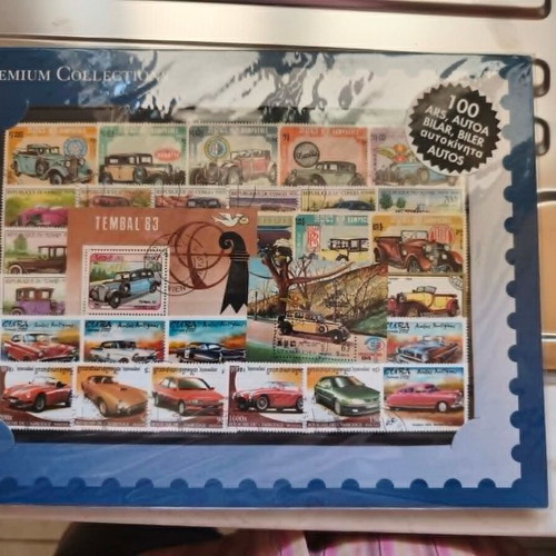 Thematic stamp collection used, 100 different cars worldwide