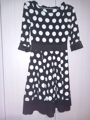 Polka Dot Dress Chic Vintage Style Size S