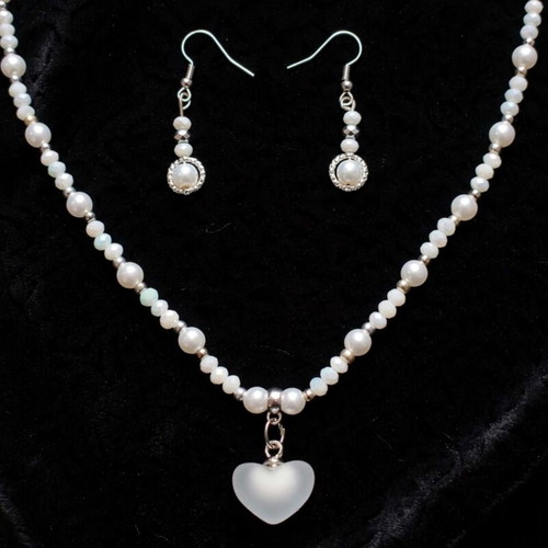 handmade crystal beaded elegant jewellery, necklace and earrings set