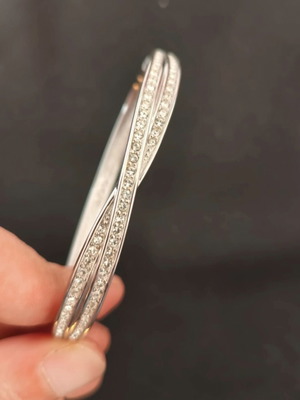 Swarovski bracelet with two rows of crystals, like new, silver plated
