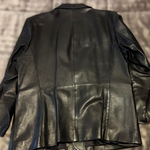 Leather blazer Papagiannakis XXL (56) – genuine black, like new