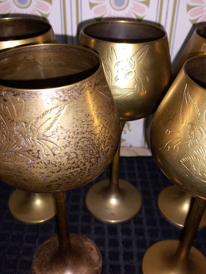 Brass drinking glasses used, set of 5 pieces