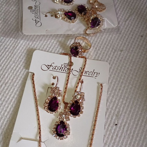 Fashion Set Princess new, 4 pieces, metal and synthetic crystal