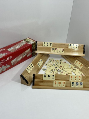 Wooden Rummy set new with original melamine tiles