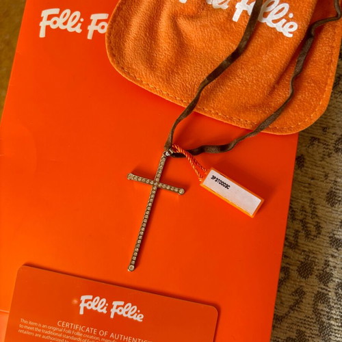 Folli Follie stainless steel cross new with zirconia silver