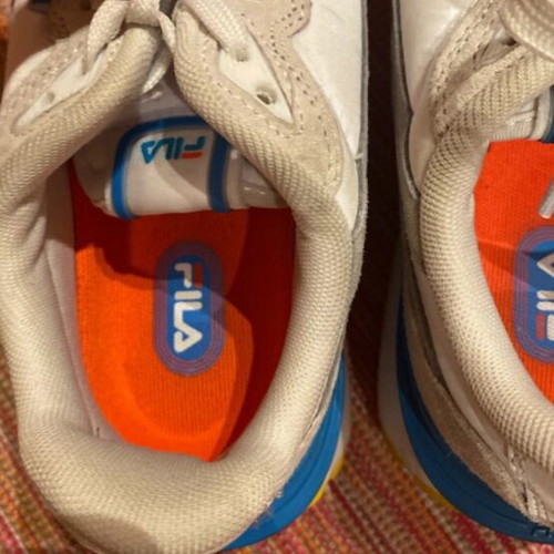 Fila White and Multicolor Sport Sneakers, Size 38