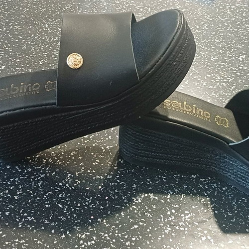 Sabino leather summer platform sandals like new, size 38, black