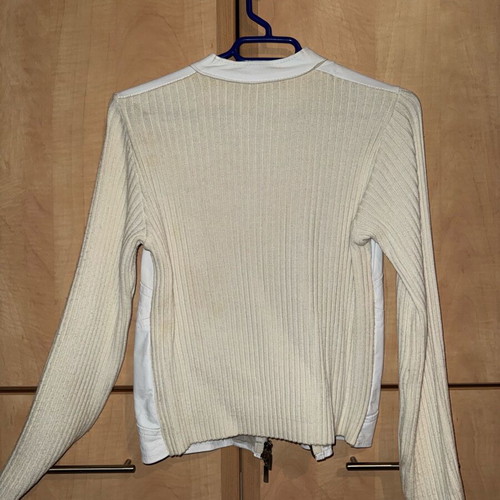 Crop Biker Jacket white with knitted details like new