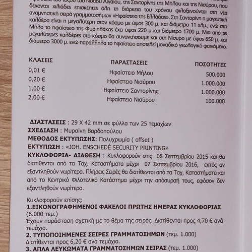 Volcanoes of Greece album new with FDC folder 2015