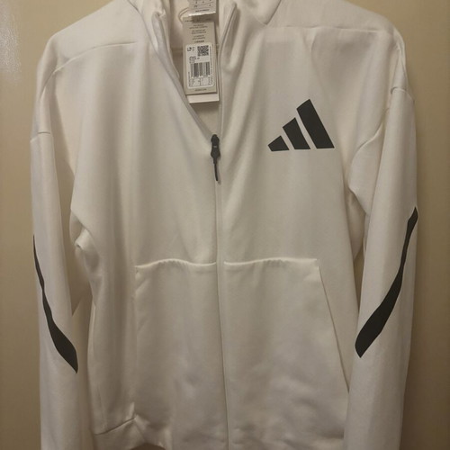 Adidas Performance white hoodie jacket, medium