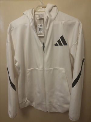 Adidas Performance white hoodie jacket, medium