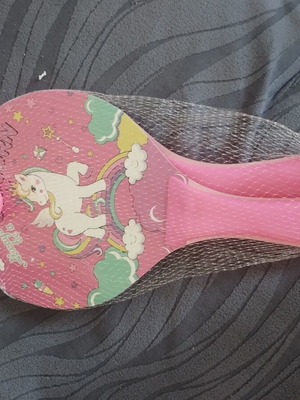 Children's wooden beach paddles unicorn set with ball, new