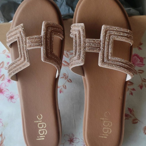Ligglo bronze sandals with geometric rhinestones, size 42
