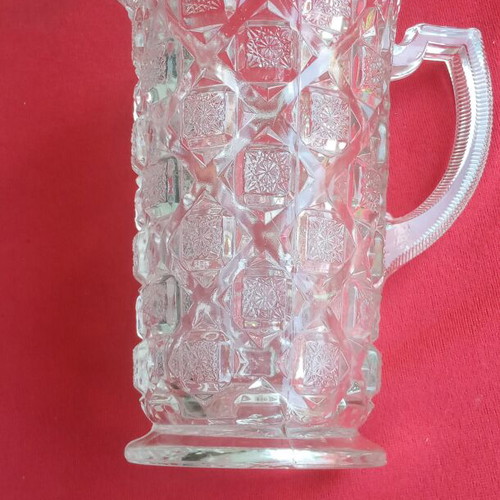 Glass Pitcher 1910 Checkerboard Pattern Westmoreland Specialty Co.