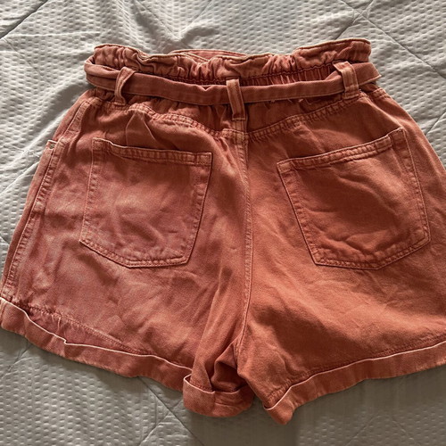 Bershka high-waist pink denim shorts like new, size L