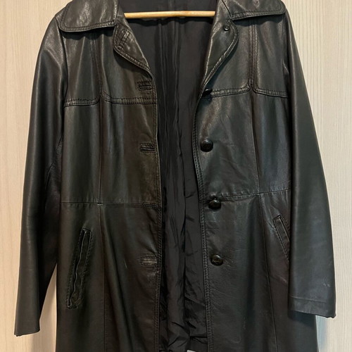 Vintage leather coat used, black, size S/M