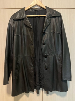 Vintage leather coat used, black, size S/M