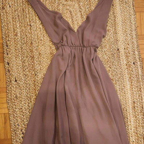 Airy dress like new, beige, open neckline, size S