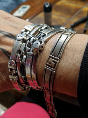 925 Silver Chain Handcuff Bracelet like new, 21 cm length