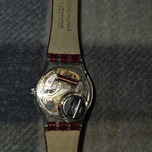 Swatch Strawberry Jam 2003-4 women's watch used, red leather strap