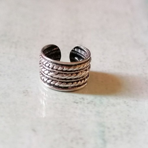 Silver 925 open ear cuff earring with braids new