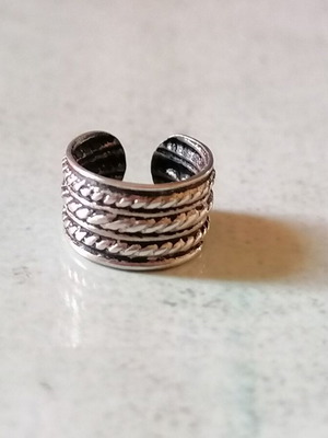 Silver 925 open ear cuff earring with braids new