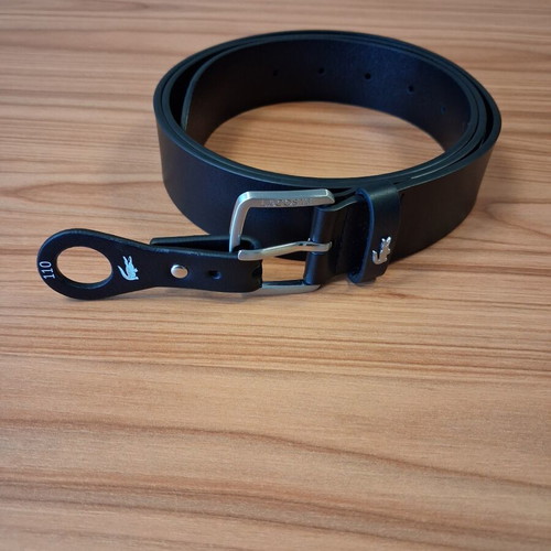 Lacoste leather belt 110 cm, black, men's