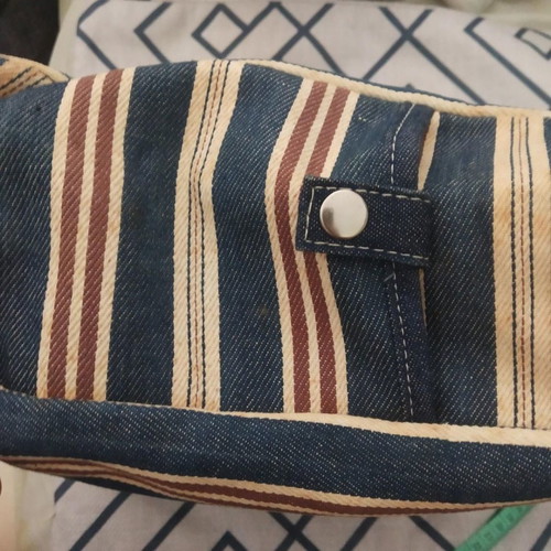 Women’s striped fabric bag beige-blue vintage like new