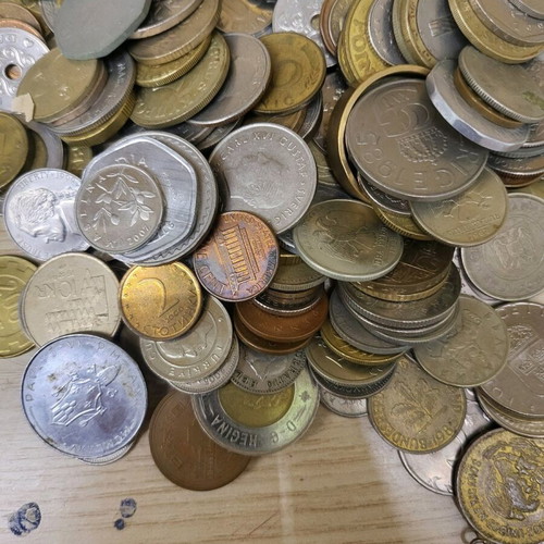 Coins used, old and many, from various nationalities 1945-2015