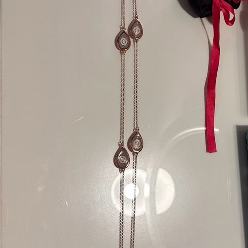 Mazaraki long necklace pink gold with blue evil eyes like new