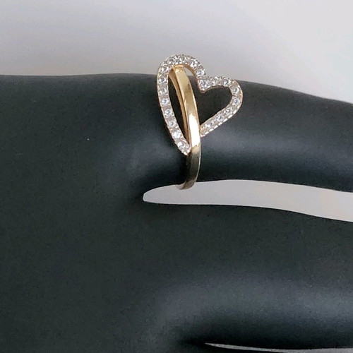 Gold ring 14 carat used, 585 gold with zircon, size 57 or 17