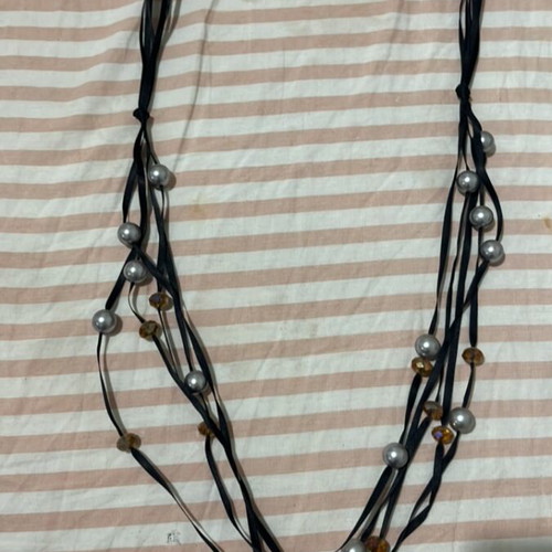 Necklace new with colorful beads and black cord