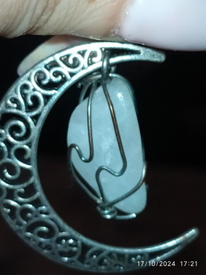 Crescent moon necklace with stone