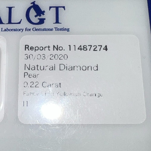 Natural Fancy Vivid Yellowish Orange Diamond Pear Shape 0.22 Carat New