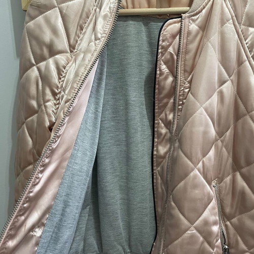 H&M Quilted Bomber Jacket used, soft pink, size S