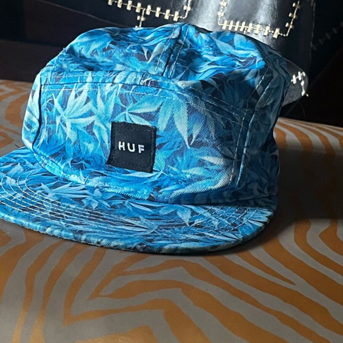 HUF jockey hat new, cannabis leaf design, blue