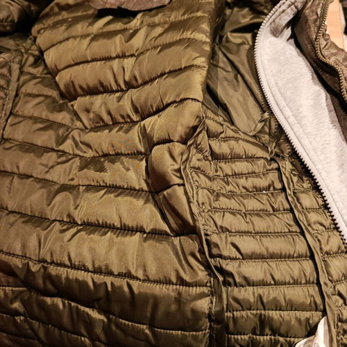 Khaki jacket like new with removable hoodie and inner sweatshirt