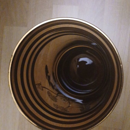 Vintage Bohemia vase with gold decoration, large 28cm